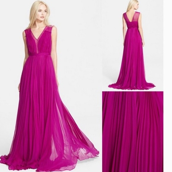 Rebecca Taylor purple silk pleated maxi gown size 6 formal prom wedding‎ guest - Picture 1 of 10